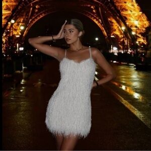 NWT Zara White Fringe Slip Dress Bridal